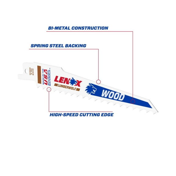 Lenox 20575-634R Reciprocating Saw Blade, 6", Metal