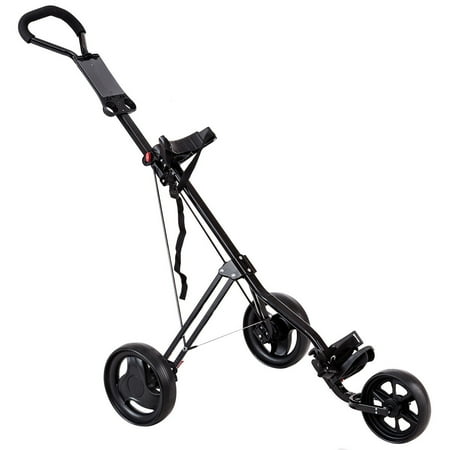 Costway Lightweight Foldable 3 Wheel Steel Golf Pull Push Cart Trolley Club