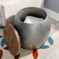 thumbnail image 3 of Powell Wesmar Metal Indoor Drum Accent Table with Storage, 20.5" Tall, Pewter, 3 of 10