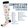 thumbnail image 2 of FORMRS Womens Knee High Socks Casual Long Thick Travel Daily Wear, 1 Pair, Blue Retro Triangles, 2 of 6
