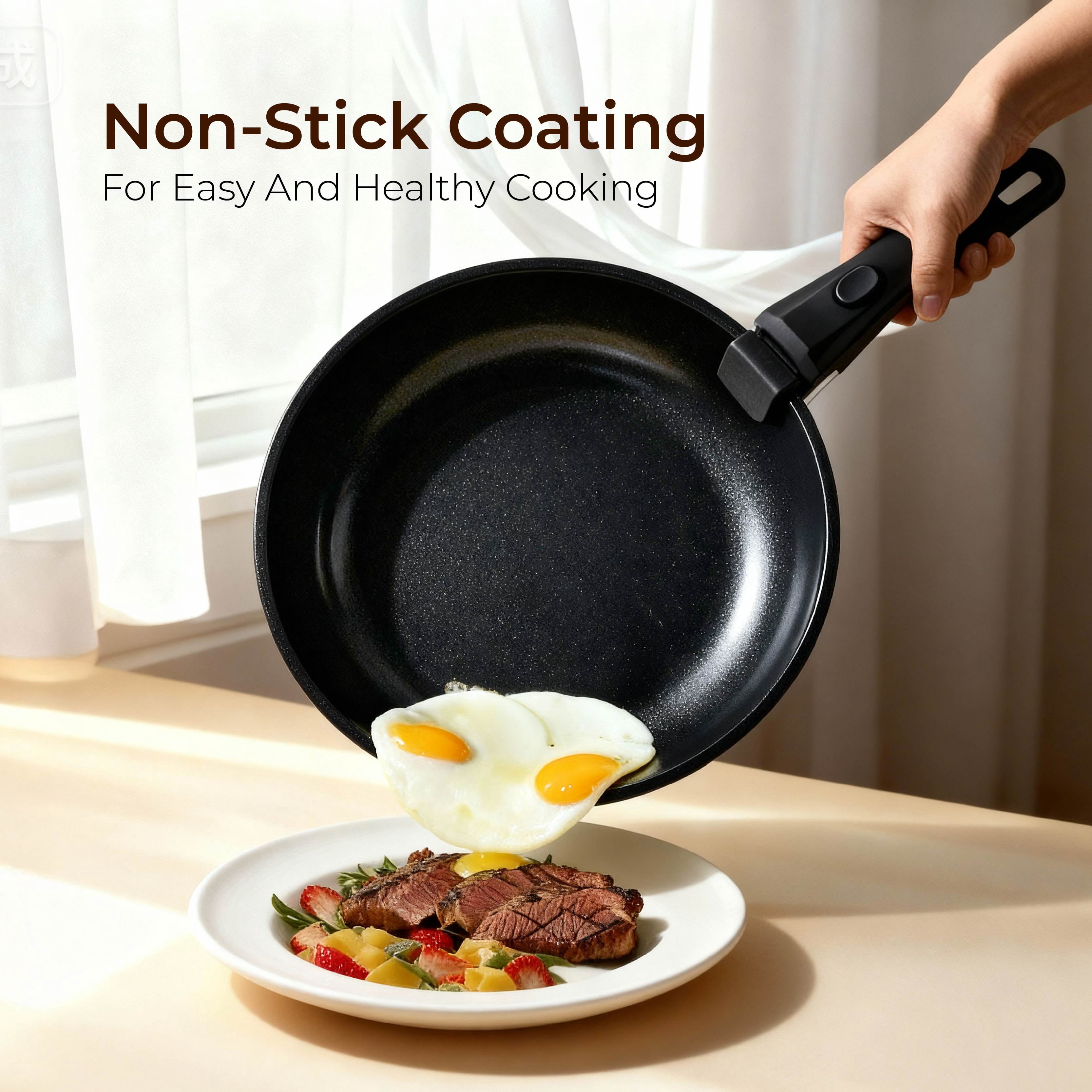 Ktaxon 23pcs Nonstick Cookware Set with Detachable Handle, 7 Pots and Pans Set Aluminum Kitchen Cooking Set, Induction Safe, Black