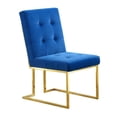 thumbnail image 3 of Modern Velvet Dining Chair Set of 2, Button Tufted Armless Side Chair with Golden Metal Legs, Accent Kitchen Chair for Bedroom Living Room, Blue, 3 of 7