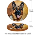 thumbnail image 3 of Shepherd Dog Luxury Microfiber Leather Round Coasters Set of 6 - 11x11 cm/4.3x4.3 in Drink Coasters for Home, Office, and Bar Use, 3 of 6