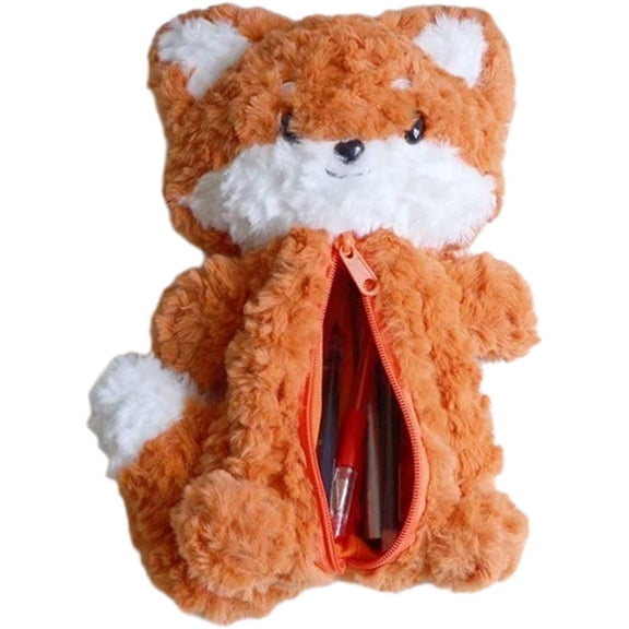 Cute Animals Pencil Case, 3D Plush Animal Pencil Pen Bag Stationery Storage Organizer Zipper Case