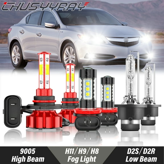 LED HID Headlight High Low Beam   Fog Light Bulbs Kit 6000K White 6Pcs for Acura ILX 2013 2014 2015