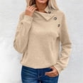 thumbnail image 2 of SGMVNU Womens Sweatshirt Casual Textured Knit Long Sleeve Irregular Button V Neck Loose Pullover 2025 Fashion Fall Outfits Tops(Beige, 4XL), 2 of 5