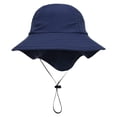thumbnail image 3 of Girls Boys Sun Visor Hat Kids Beach Hat UPF 50+ Kids Summer Protective Cap Wide Brim Breathable Neck Cap/Dark Blue, 3 of 8