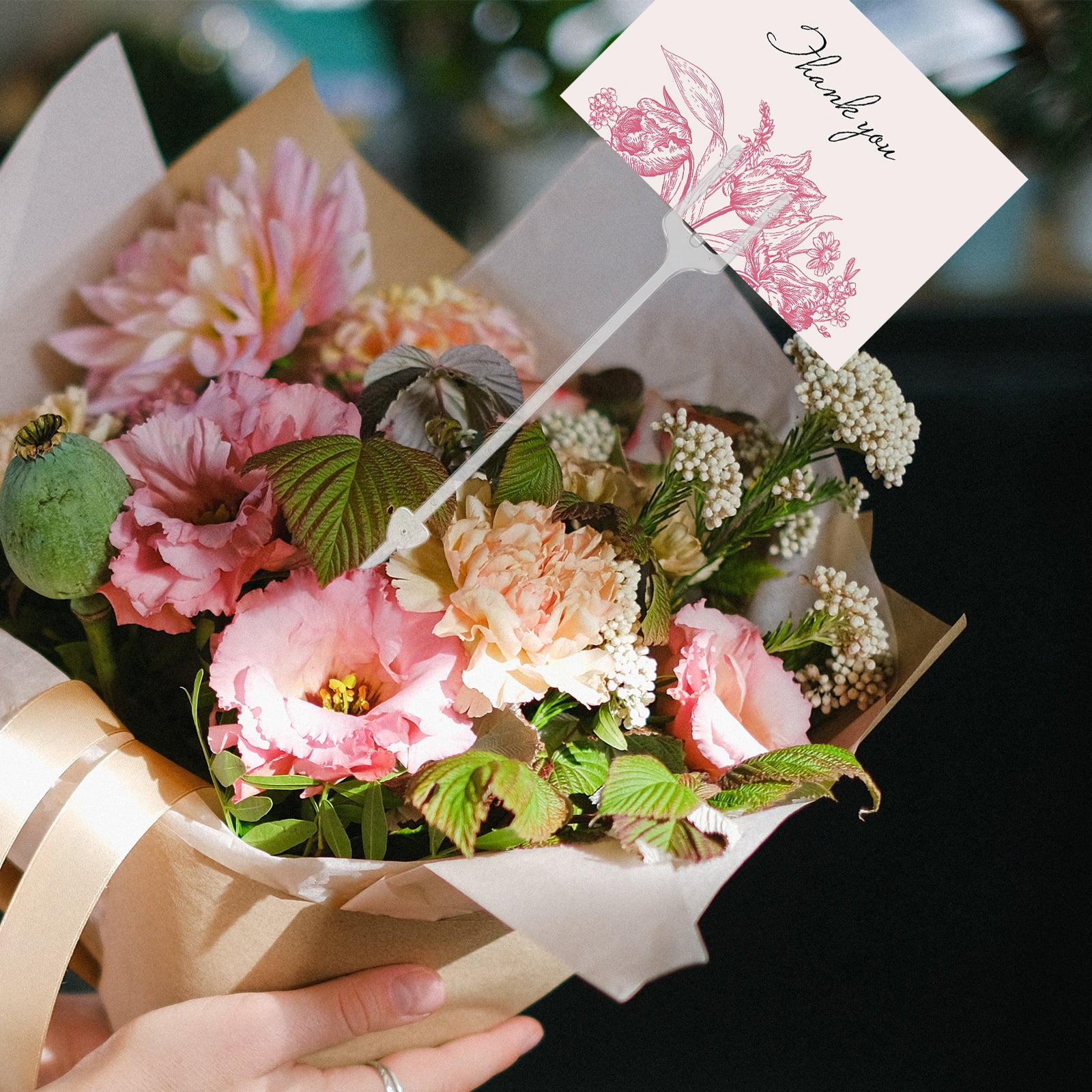 320 Stück Transparente Blumen-Kartenhalter – 24 Cm, Mit 3 Zinken, Für Hochzeit & Deko