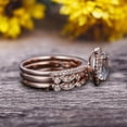 thumbnail image 4 of Milgrain Art Deco 2 Carat Morganite Engagement Ring 10k Rose Gold Oval Cut Gemstone Promise Ring Trio Set Glaring Staggering Ring, 4 of 5
