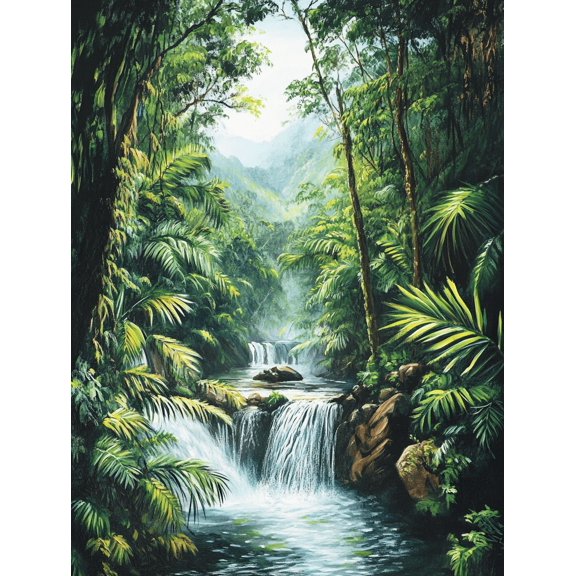 Tropical Waterfall Canvas Print/Wall Art， Suitable for Living Room， Bedroom， Bathroom， Office， and Hotel Decoration.