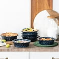 thumbnail image 6 of Ceramic Pie Pan Set of 6 - 5.5 Inch Deep Dish Baking Plates, Microwave Safe for  Pie, Tart, Cake, Blue Glaze, 6 of 8