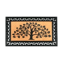 A1HC Rubber and Coir Tree of Life Classic Paisley Border Double Door Doormat 30"X48", Black/Beige