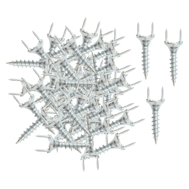 50 tornillos de doble punta, clavos sin costura, tornillos de espiga para fondo sólido 25 mm