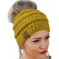 thumbnail image 1 of GFDYREE Bonnet Chignon en Tricot de Qualité CC (Moutarde Mouchetée), 1 of 1