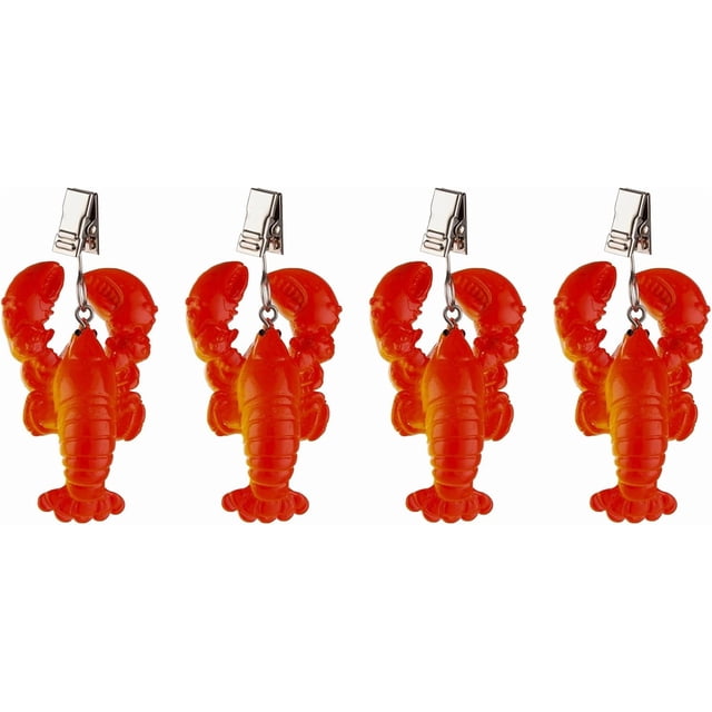 TwoFish Ensemble de 4 Pinces à Nappe en Résine Homard Pinces à Nappe Artisanales Homard Lot de 4