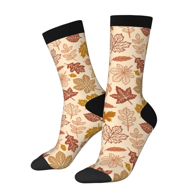 Fotbe Fall Leaves Calcetas Largas con Estampado para Hombre y Mujer – Calcetas de Compresión Transpirables y Elásticas, Viajar y Uso Diario Talla 5-11