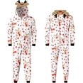thumbnail image 4 of Aunavey Matching Family Christmas Onesies Pajamas Sets Elk Antler Hooded Romper PJ's Zipper Jumpsuit, 4 of 6