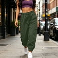 thumbnail image 6 of Gytharion Women's Multi Pockets Cuffed Sweatpants Solid Color Drawstring Elastic Waist Cargo Joggers Casual Fashion Track Pants with Pockets, 6 of 8