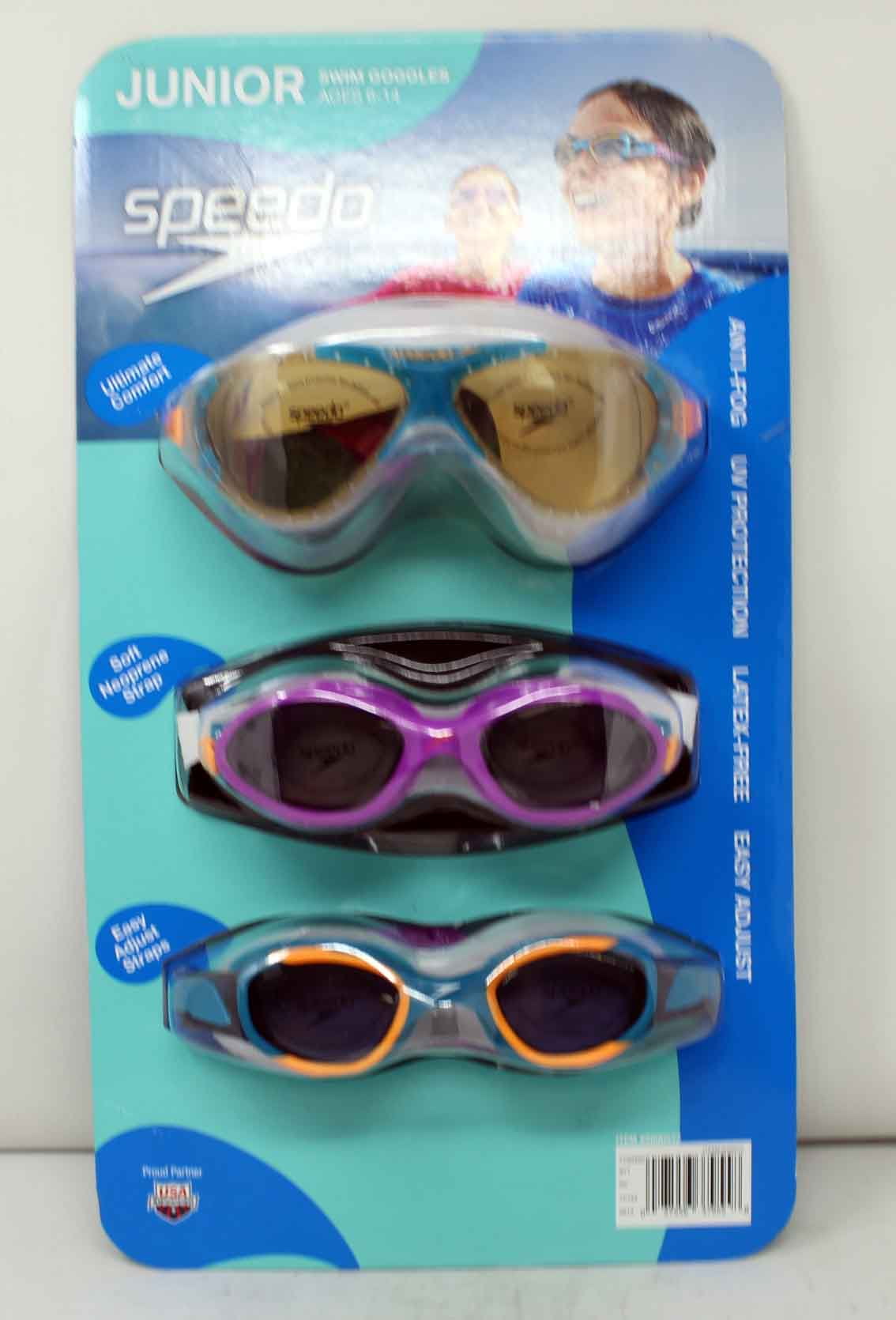 Latex Free 3 pack Anti Fog Speedo Swim Goggles Junior Girls UV Protect 