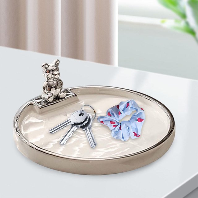 Bandeja decorativa para servir, bandeja para baño, joyería para llaves, centro de mesa de cerámica, bandeja para velas de Perfume, bandeja decorativa redondo Soledad Bandeja de servir