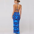 thumbnail image 5 of Women's Three Piece Swimsuit Set Floral Print Split Skirt Straps Sexy Two Piece for Beach Vacation,Blue,L, 5 of 7