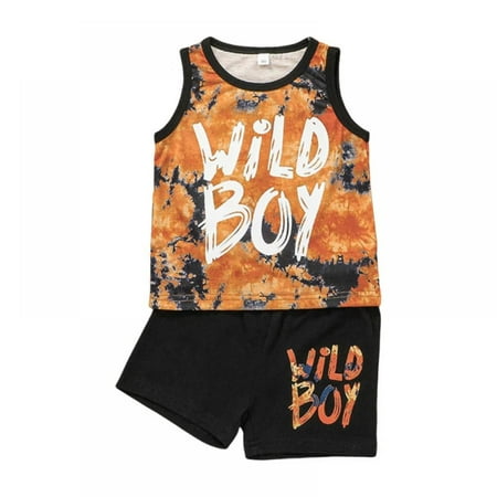 

LOVEBAY Little Boy Tie-dyed Letter Print Tank+Shorts Toddler Set 1-5T
