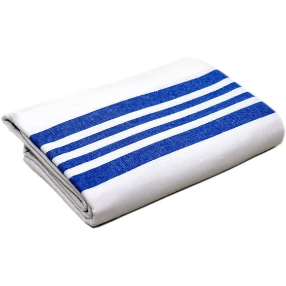 Luxury Flannel Blanket, Soft, Cozy, Comfortable Heavy Napping/Sleeping Bed Blanket, Lightweight (White with Blue Stripe) by Raymond Clarke (1)