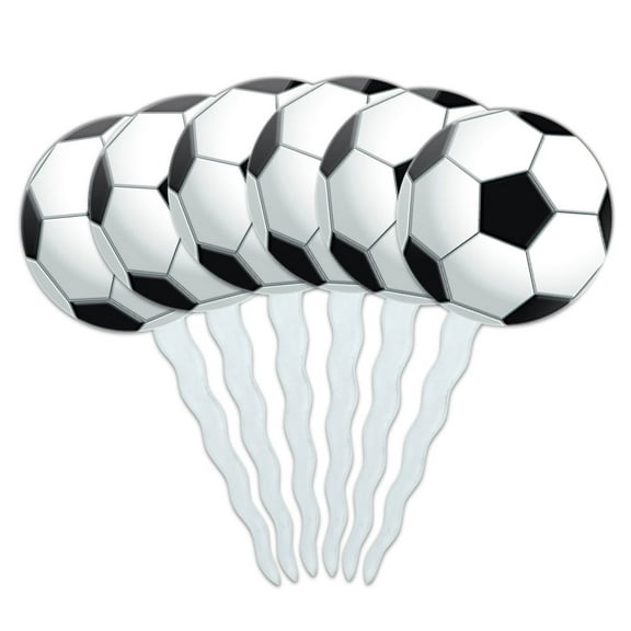 Soccer Ball Football Cupcake Picks Toppers - Set of 6
