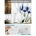 thumbnail image 3 of No Hook Shower Curtain with Snap in Liner Blue Tulip Shower Curtain -Fabric Waterproof Inner Liner, Transparent Flowers Shower Curtains Washable 72"x78", 3 of 9