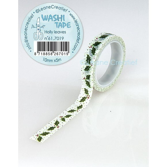 Washi Tape Holly Leaves, 10mm X 5m
