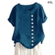 thumbnail image 1 of Sonducket Blusa Lino Suelta Camisa Manga Corta Cuello Mujer Top Verano Prendas para la parte del cuerpo azul 4XL, 1 of 4