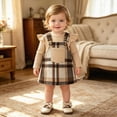 thumbnail image 6 of Baby Girl Toddler Girl 2‑Piece Ruffle Romper and Suspender Skirt Set with Headband | Long Sleeve Plaid Overall Dress Fall Winter Spring Daily Wear for Baby Girls Kaprioy Girls Clothes Fall Winter, 6 of 8