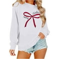 thumbnail image 4 of SwiftWear Women's Merry Christmas Red Bow Sweatshirt - Festive Crewneck Holiday Top Soft Long Sleeve Casual Wear for Seasonal Celebrations White, 4 of 9
