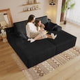 thumbnail image 2 of Cloud Couch Double Chaise Lounge Chair, Upholstered Deep Seat Corduroy Sofa for Living Room, Modern Lounge Chair for Bedroom & Apartment, Black, 2 of 9