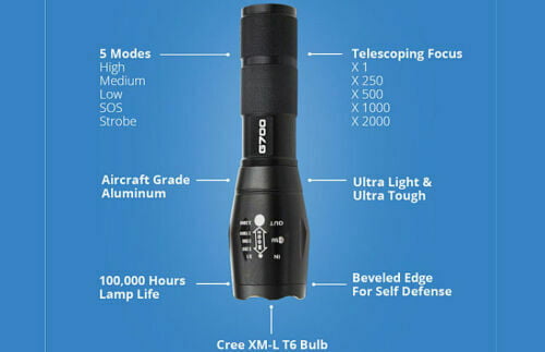 Super Bright Tactical Military LED Flashlight flash light 2000 Lumen 10000 LUX! 