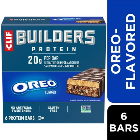 CLIF BUILDERS Protein Bars OREO-Flavored, Plant Protein, Gluten Free Bar, 6ct