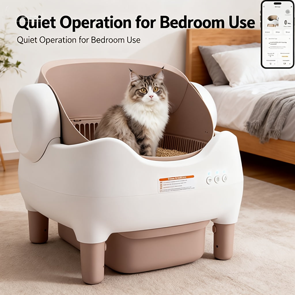 Extra Large Smart Self-cleaning Cat Litter Box, App-Controlled Automactic Cleaner with 3.43gal Big Capacity, 2.4G Wifi Cat Litter Box with Odor Removal, 14-day Hands Free Scoopless Care
