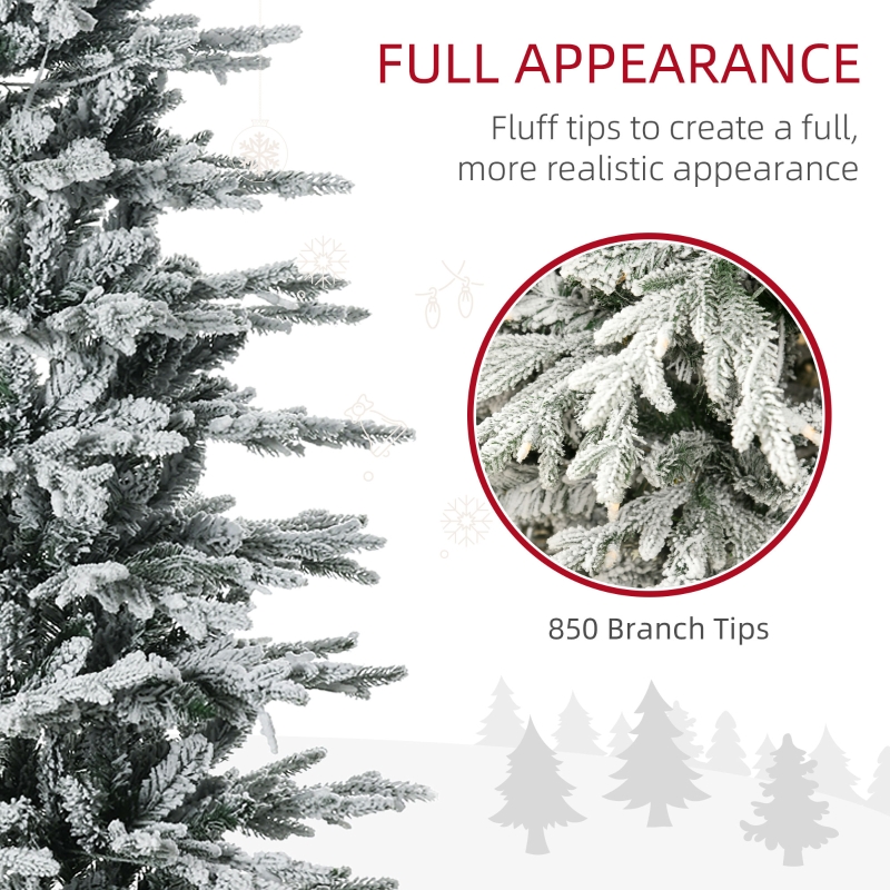 Alvantor Christmas Tree Pre-Lit Flocked with 350 Warm Lights & Auto-Open 42.5"x42.5"x90" 7.5ft Green