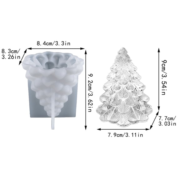Clearance Under $3.29! 1PC 3D Christmas Tree Silicone Mold, Epoxy Resin Lamp & Ornament Casting Mould, Silica Gel, for DIY Christmas Crafts, (One Size, Clear)