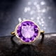 thumbnail image 3 of Anillo abierto de cristal morado color dorado Anillo abierto de boca abierta para mujer con temperamento y estilo moderno, 3 of 8