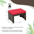 thumbnail image 3 of RELAX4LIFE 2-Piece Wicker Outdoor Ottoman, Rattan Footrest Set of 2 with Removable Cushions, 3-in-1 Foot Stool, Side Table & Additional Seating, Outdoor Footstools for Patio Backyard (Red), 3 of 9