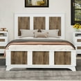 thumbnail image 2 of Full Size Wood Platform Bed Frame, Farmhouse Platform Bed with Wooden Strip Decoration Headboard and Footboard, Plywood Slats Support, No Box Spring Needed, White, 2 of 7