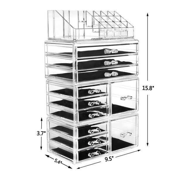 Cosmetic Storage Bathroom Organizer Segmart 9 5 X6 X16 Makeup Drawer With 11 Drawers And 16 Grid Stackable Great For Vanity Countertop Mac Brush S5478 Com Cosmetic Storage Bathroom Organizer, Makeup Storage In Specially Designed Furniture