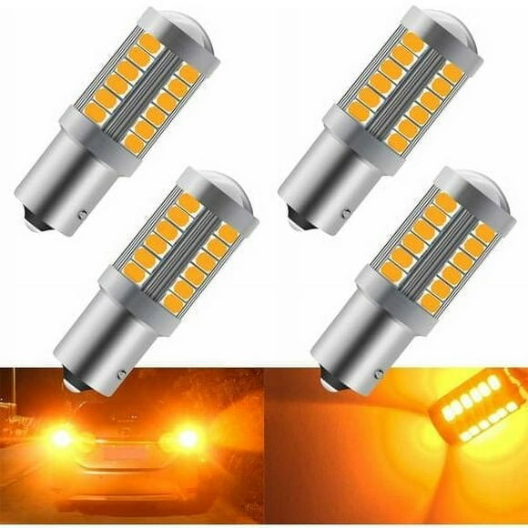 Woeilo 4PCS Amber 1156 BAU15S PY21W 5630 33SMD Car LED Bulbs 900LM Super Bright Front and Rear Turn Signal Indicator Light Bulbs 12-30V 3.6W