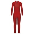 thumbnail image 5 of TiaoBug Kids Girls Shiny Rhinestone Gymnastics Leotard Hollow Back Long Sleeve Figure Skating Jumpsuit Burgundy 16, 5 of 7