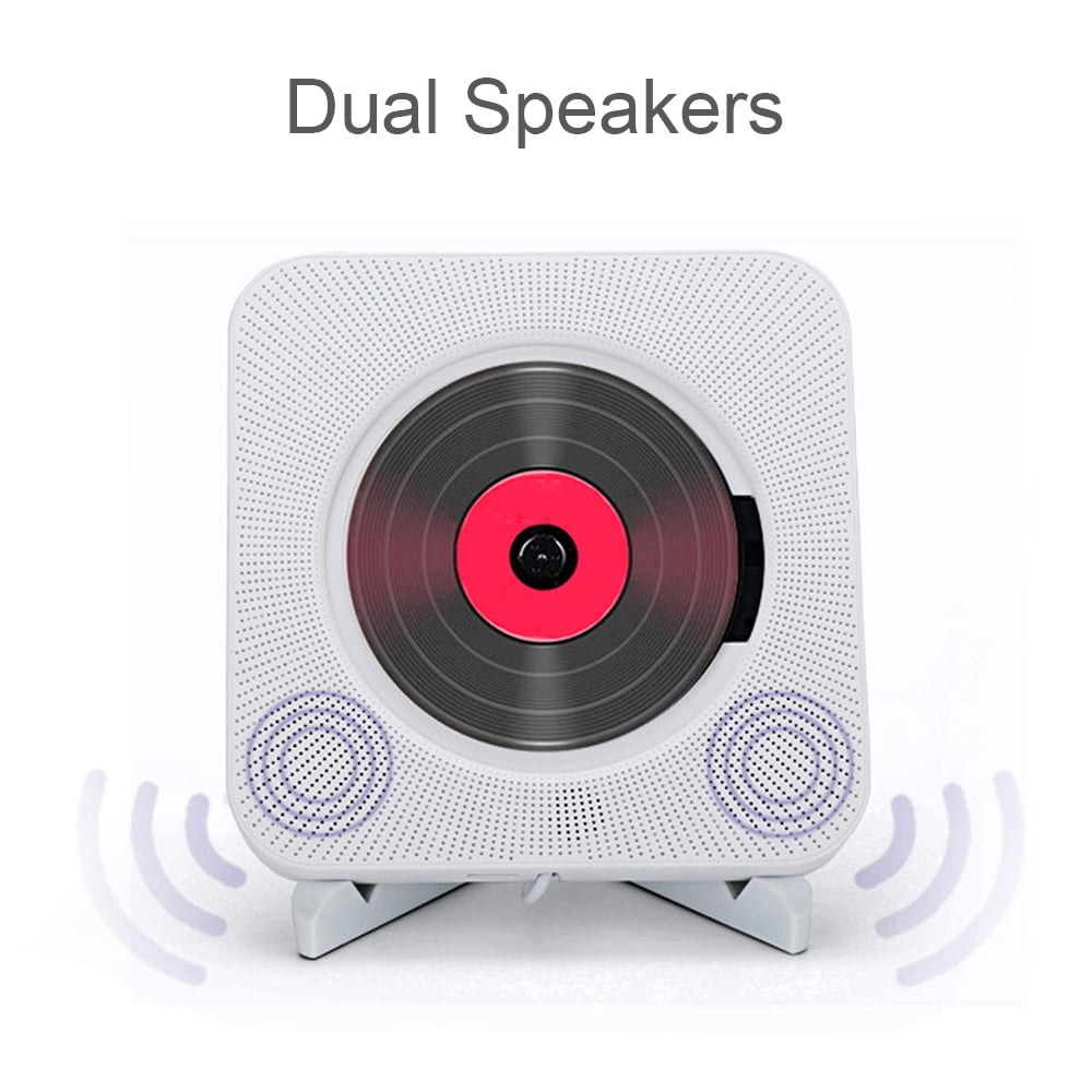 MEGICOT Bluetooth 5.0 Wall Mountable CD Player with Pull-Switch Built-in Speakers, Portable Music Player with Remote Control, Support FM Radio USB Flash AUX Play
