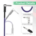 thumbnail image 3 of Uxcell 2 Pcs Guitar Patch Cables 16 Inch Pedal Board Cord 1/4 Inch Metal Straight Bend TS Right Angle Guitar Patch Effect Cable Cord for Instrument Effect Pedal Mixing Console, Purple, 3 of 6