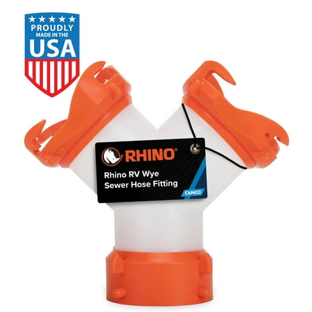 Camco Rhino RV Wye Sewer Hose Fitting - Orange, UV-Resistant Material (39812)