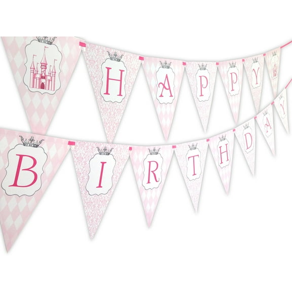 Princess Vintage Happy Birthday Banner Pennant