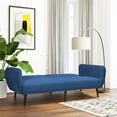 thumbnail image 4 of Costway Canapé-Lit Futon Convertible, Divan Réglable avec Pattes en Bois, Bleu Marine, 4 of 10